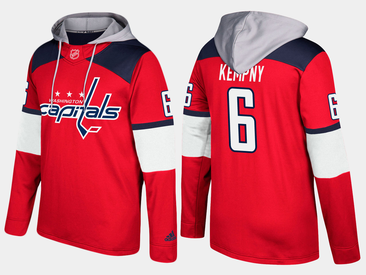 Men NHL Washington capitals #6 michal kempny red hoodie